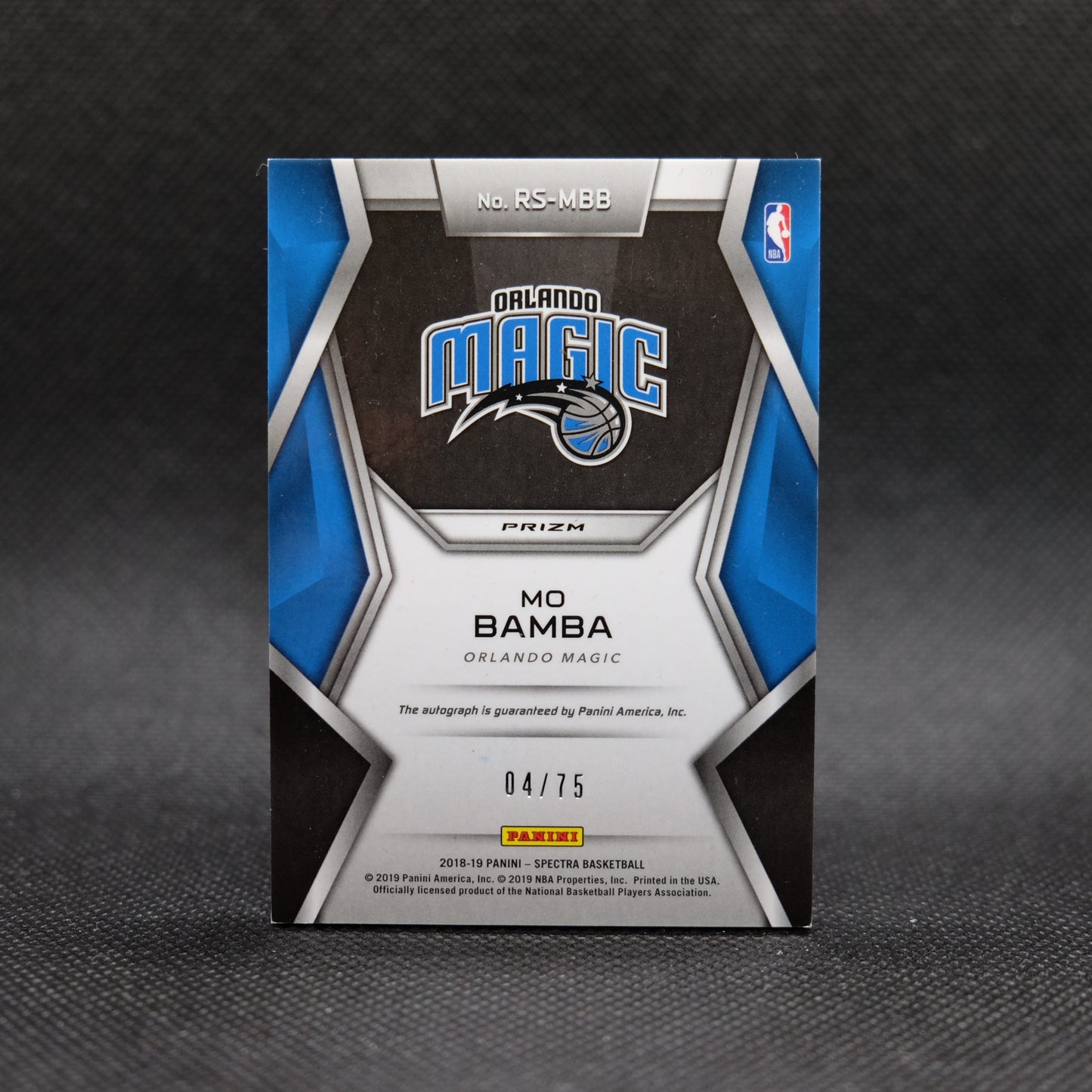 2018-19 Mo Bamba Spectra Rising Stars Signatures RS-MBB /75 Rookie Card