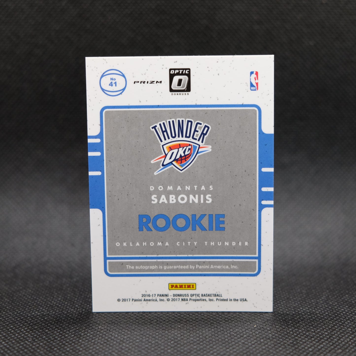 2016-17 Domantas Sabonis Donruss Optic #41 Rookie Autograph Purple Prizm