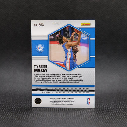 2020-21 Tyrese Maxey Mosaic #203 Pink Camo Prizm Rookie Card