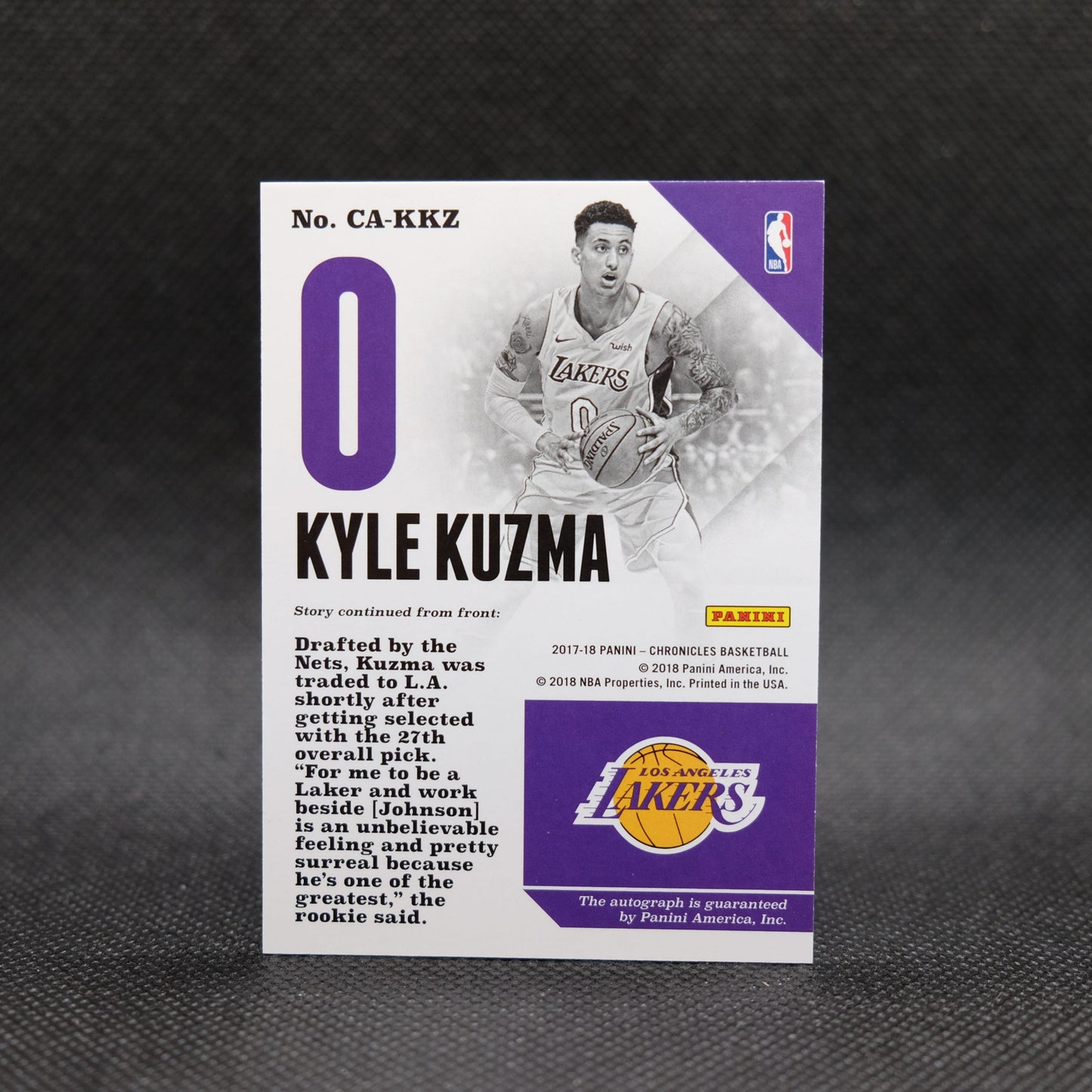 2017-18 Kyle Kuzma Chronicles CA-KKZ Rookie Autograph /25