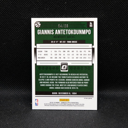 2018-19 Giannis Antetokounmpo Donruss Optic Red Mojo Prizm 54/88