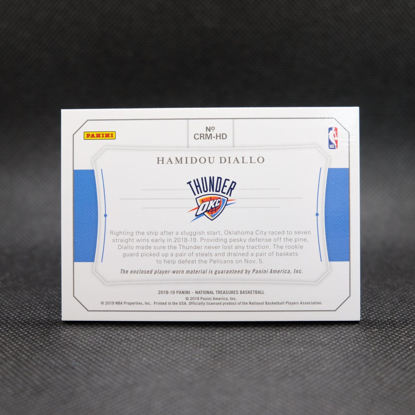2018-19 Hamidou Diallo National Treasures Colossal Materials Rookie /99