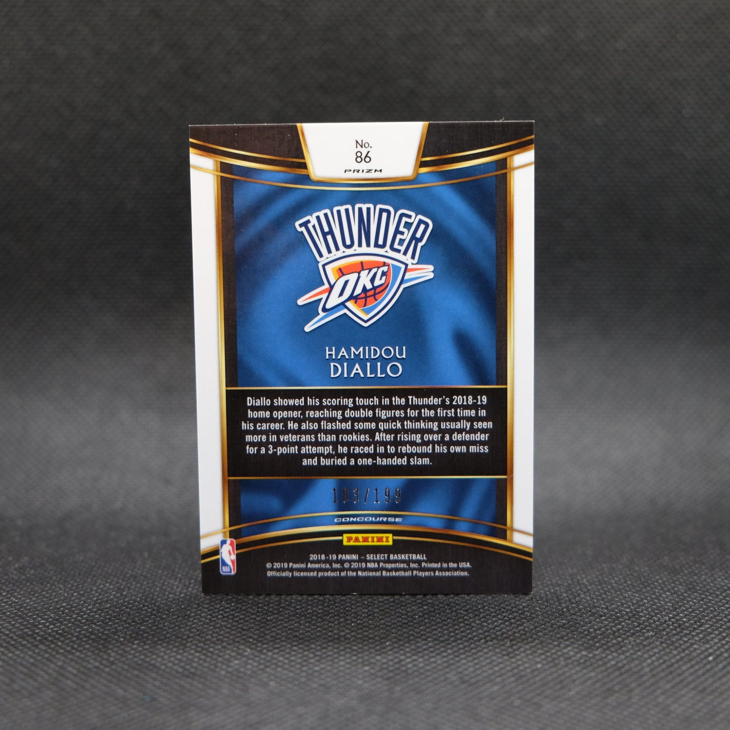 2018-19 Hamidou Diallo Select #86 Red Prizm Rookie Card #103/199