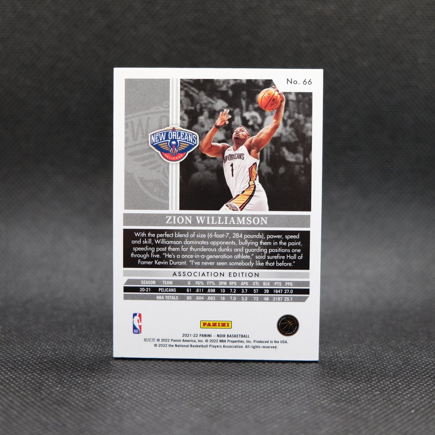 2021-22 Zion Williamson Noir #66 #/35