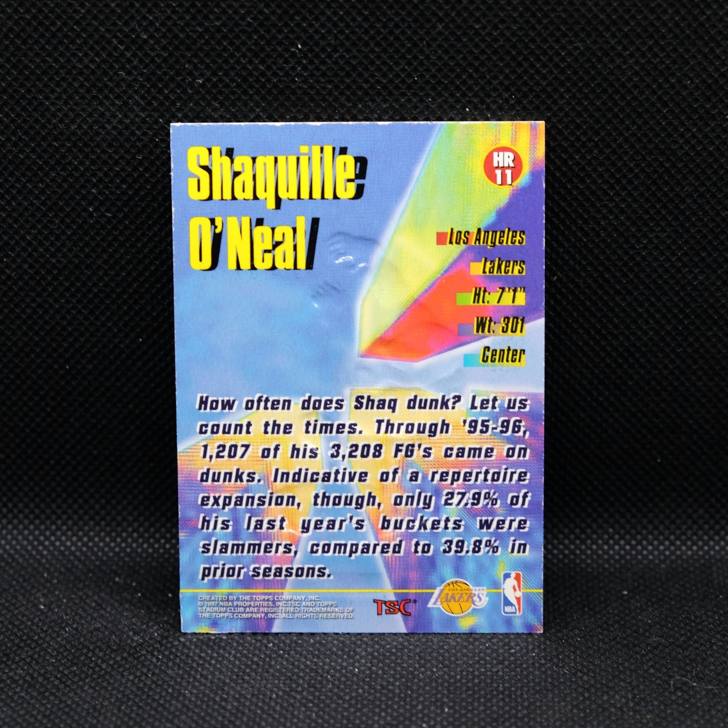 1996 Shaquille O'Neal Topps Stadium Club High Risers HR11