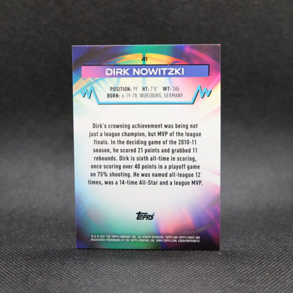 2021 Topps Finest #41 Dirk Nowitzki Pink /75