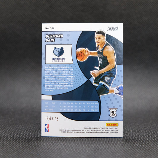 2020-21 Desmond Bane Revolution #104 Starburst Rookie Card