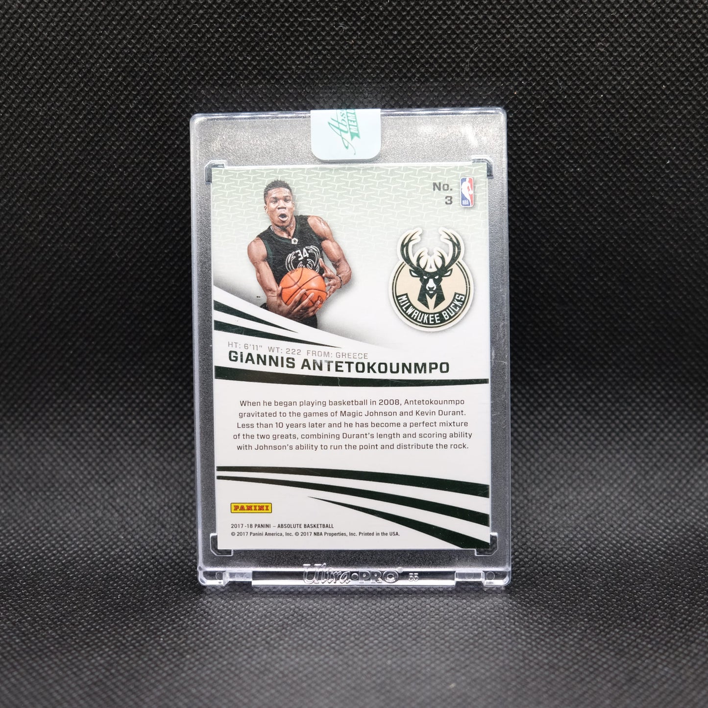 2017-18 Giannis Antetokounmpo Absolute #3 Encased / Uncirculated