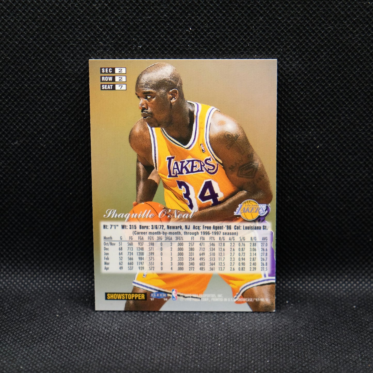 1997-98 Shaquille O'Neal Flair Showcase Style Sec 2 Row 2 Seat 7