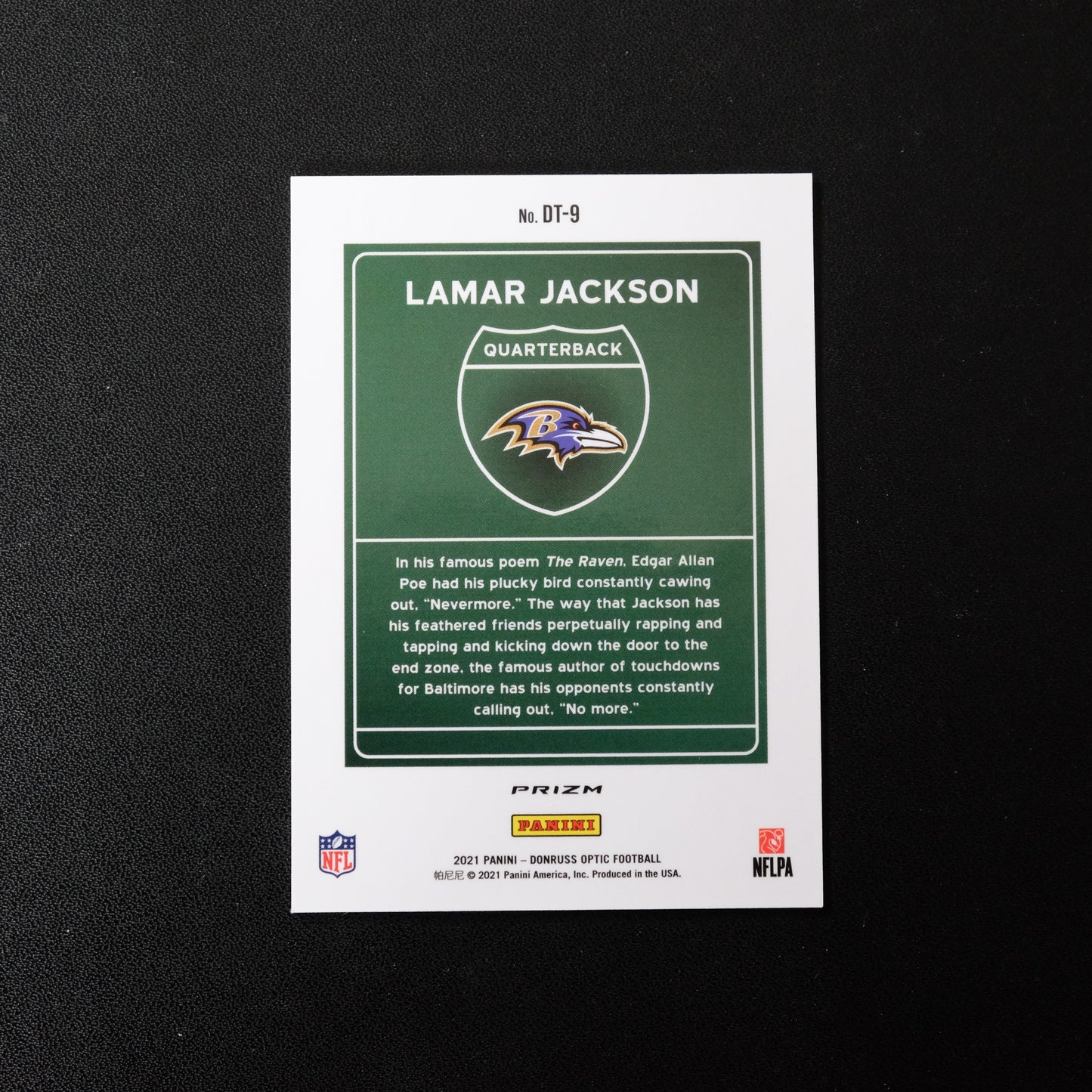 2021 Lamar Jackson Donruss Optic DT-9 Downtown