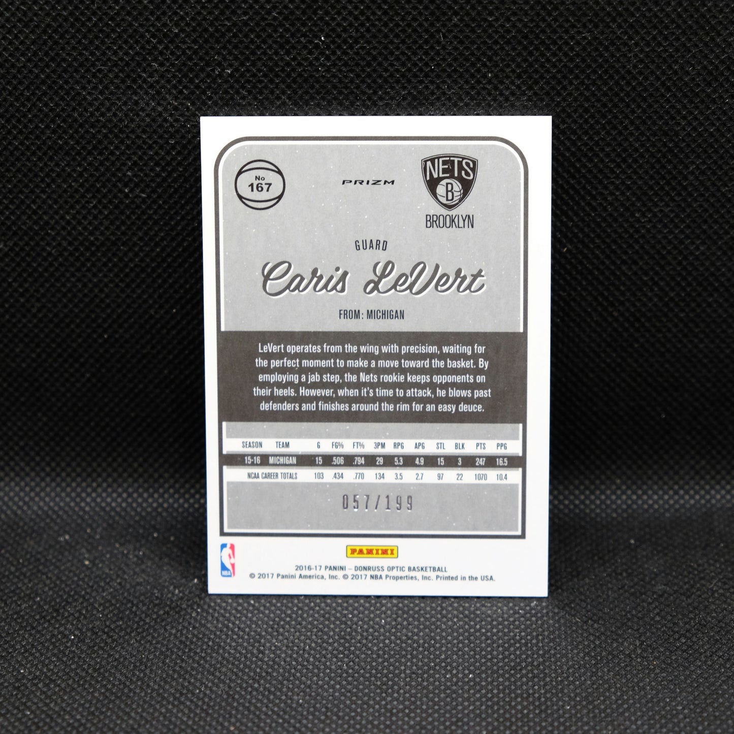 2016-17 Caris LeVert Donruss Optic #167 Orange Prizm Rookie Card /199