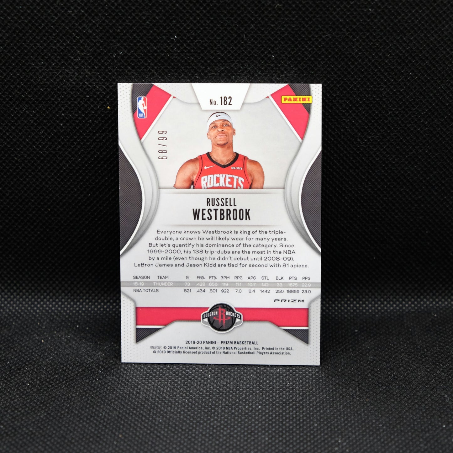 2019-20 Russell Westbrook Prizm #182 Green Cracked Ice Prizm /99