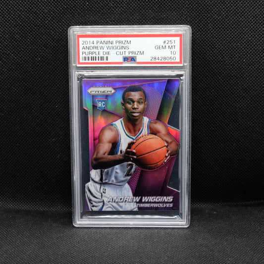 2014-15 Andrew Wiggins Prizm #251 Purple Die Cut Prizm RC /139 PSA 10