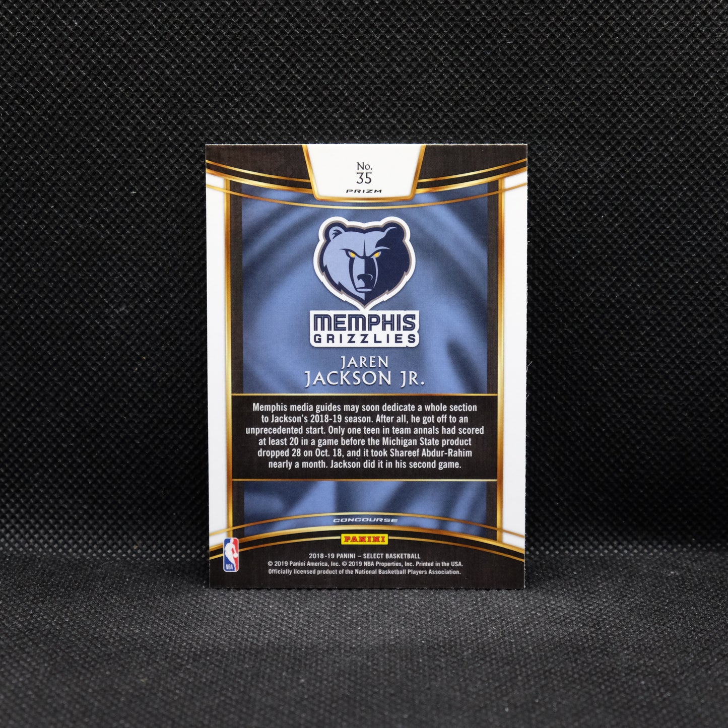 2018-19 Jaren Jackson Jr. Select #35 Tri Colour Prizm Rookie Card