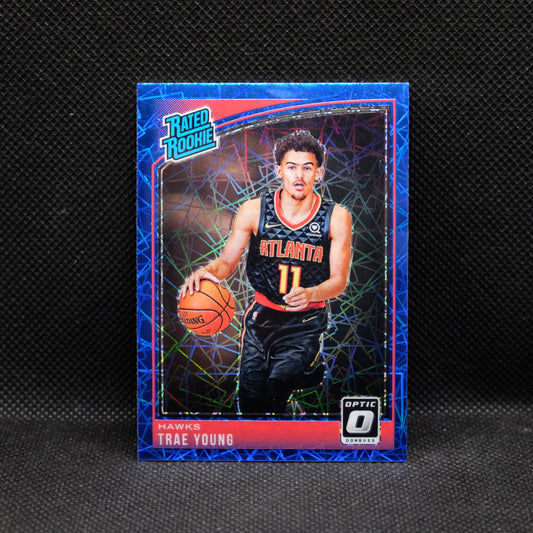 2018-19 Trae Young Donruss Optic Rated Rookie Blue Velocity Prizm