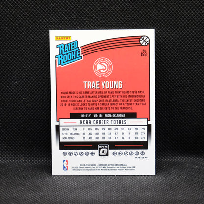 2018-19 Trae Young Donruss Optic Rated Rookie Blue Velocity Prizm