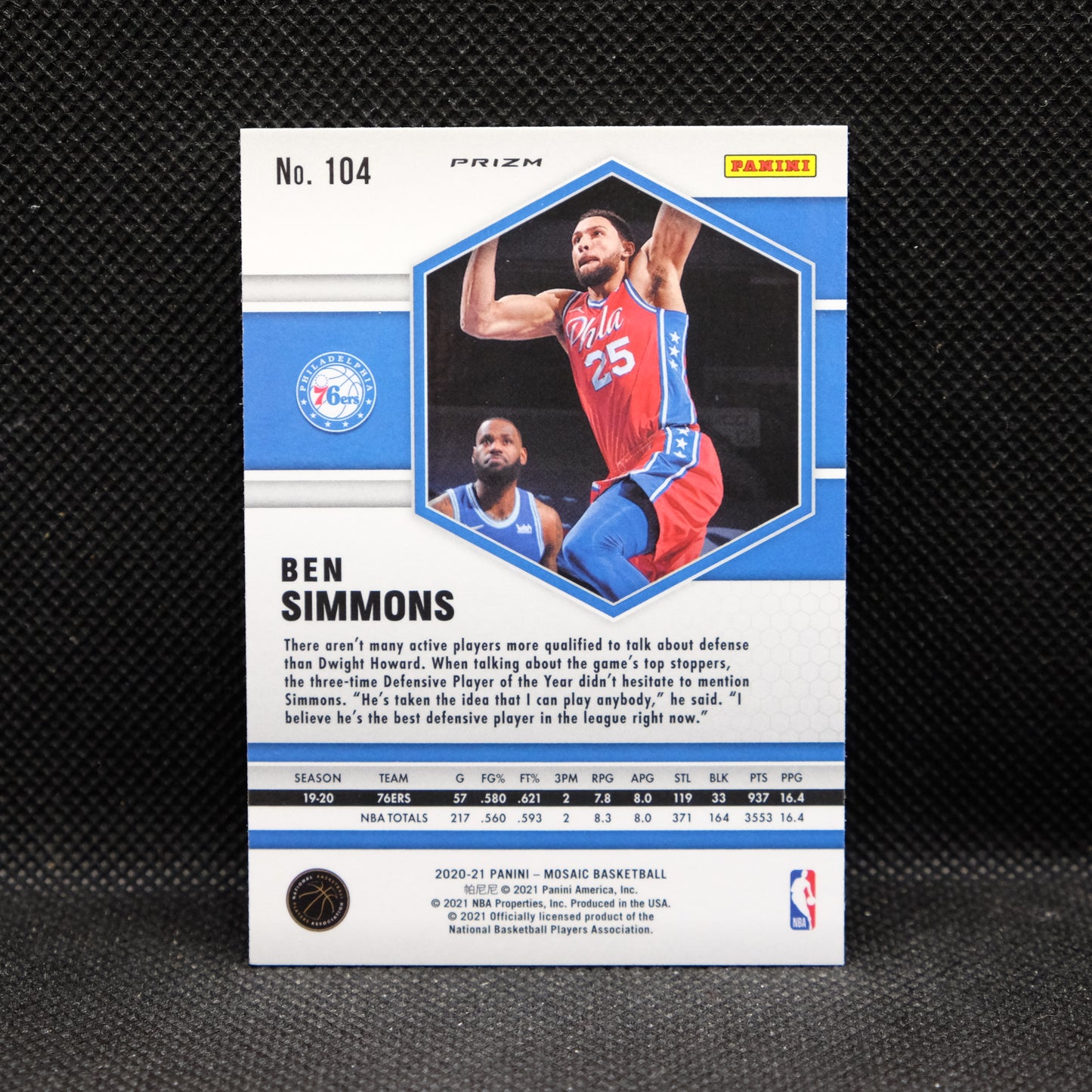 2020-21 Ben Simmons Mosaic #104 Genesis Prizm