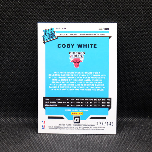 2019-20 Coby White Donruss Optic Rated Rookie #180 Lime Green Prizm /149