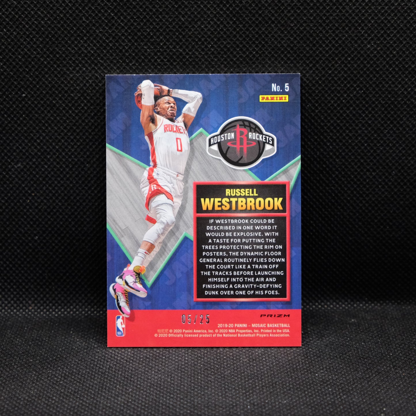 2019-20 Russell Westbrook Mosaic Jam Masters #5 Orange Fluorescent /25