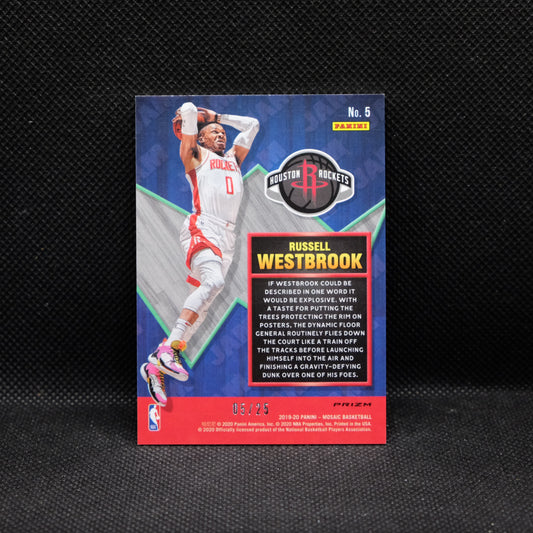 2019-20 Russell Westbrook Mosaic Jam Masters #5 Orange Fluorescent /25