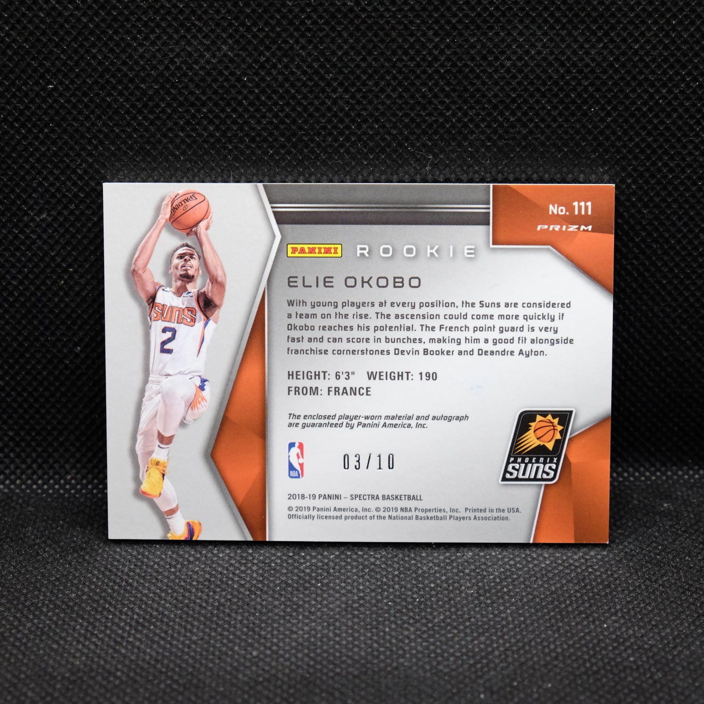 2018-19 Elie Okobo Select Gold Prizm Spectra Rookie Patch Auto /10