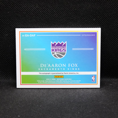 2020-21 De'Aaron Fox Impeccable EA-DAF Extravagance Autograph