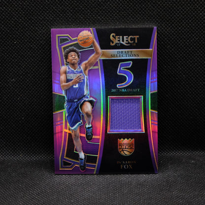 2017-18 De'Aaron Fox Select Draft Selections DS-DEA Purple Prizm Patch Rookie /99