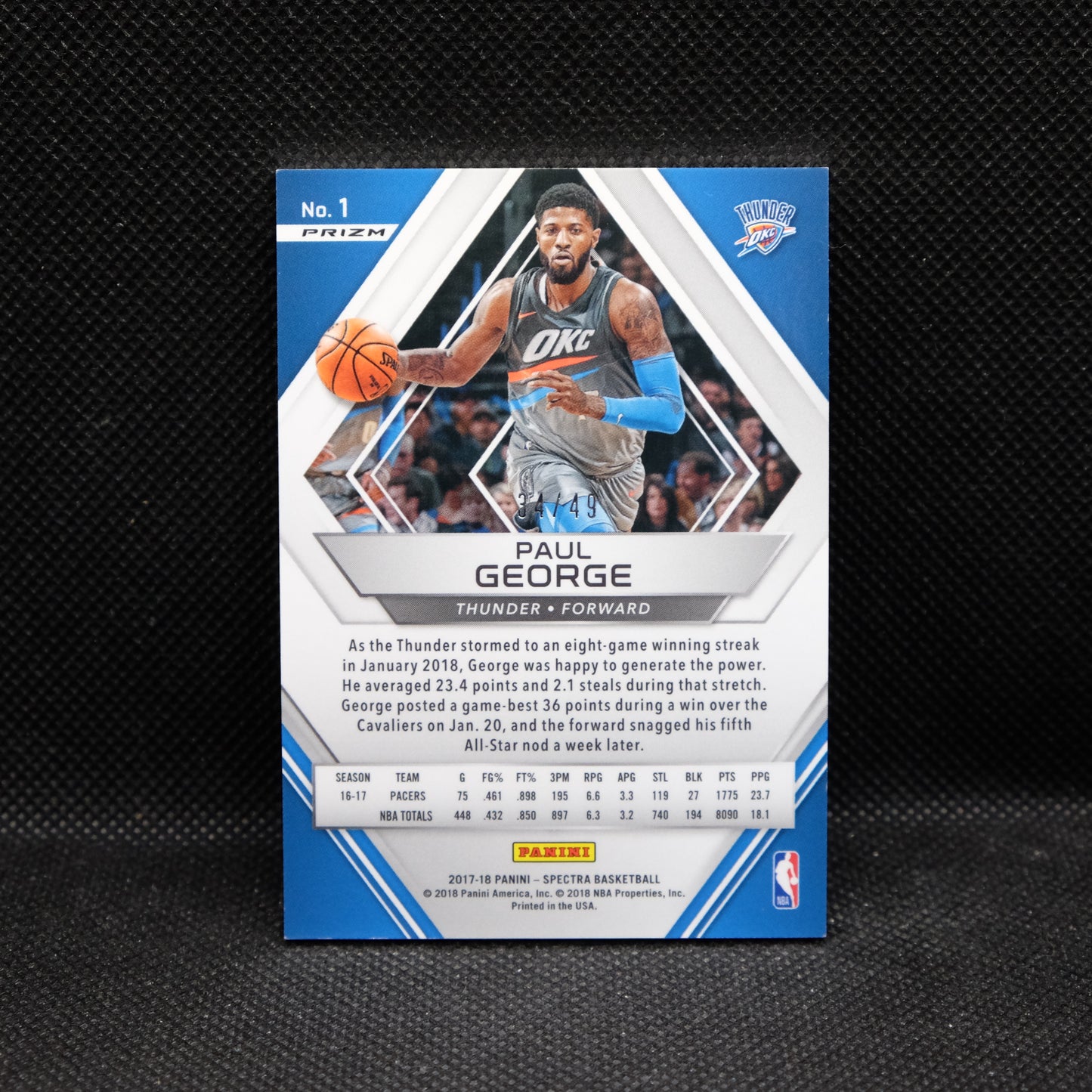 2017-18 Paul George Spectra Neon Green Prizm /49