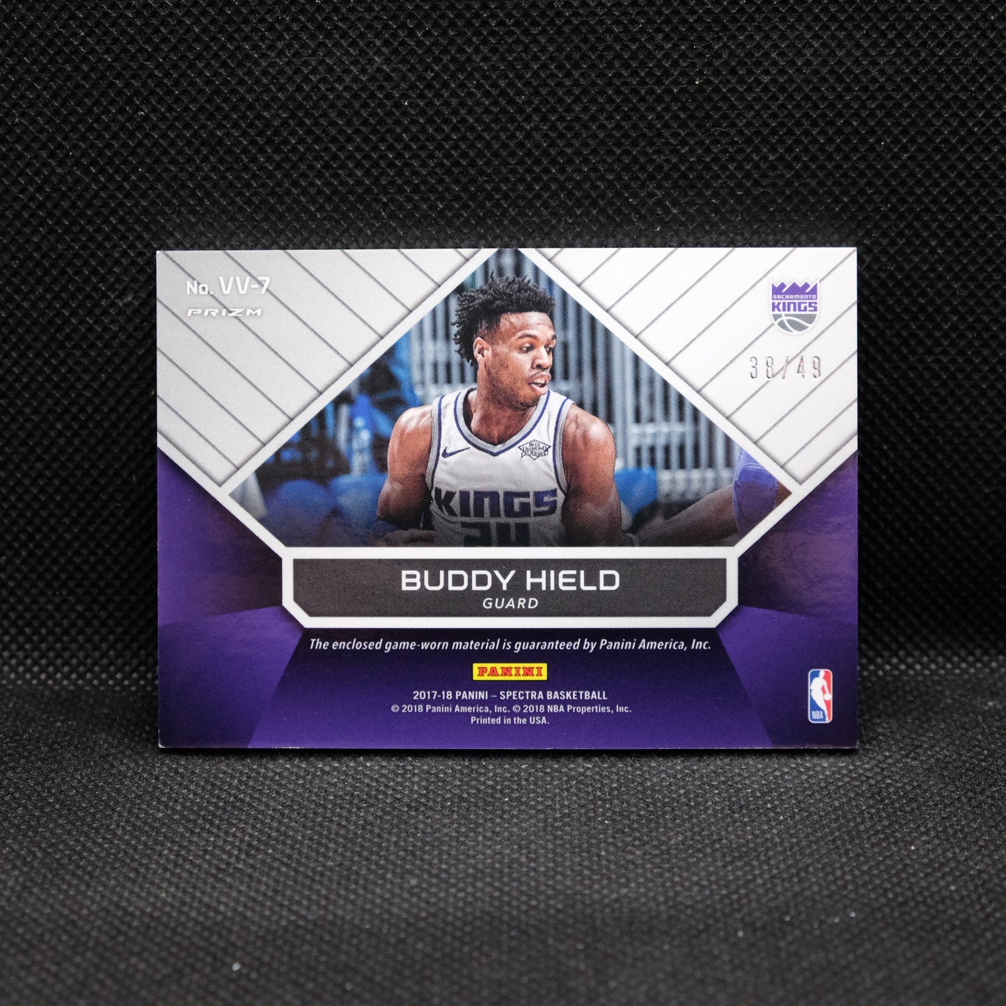 2017-18 Buddy Hield Spectra VV-7 Vested Veterans Blue Fast Break Prizm /49