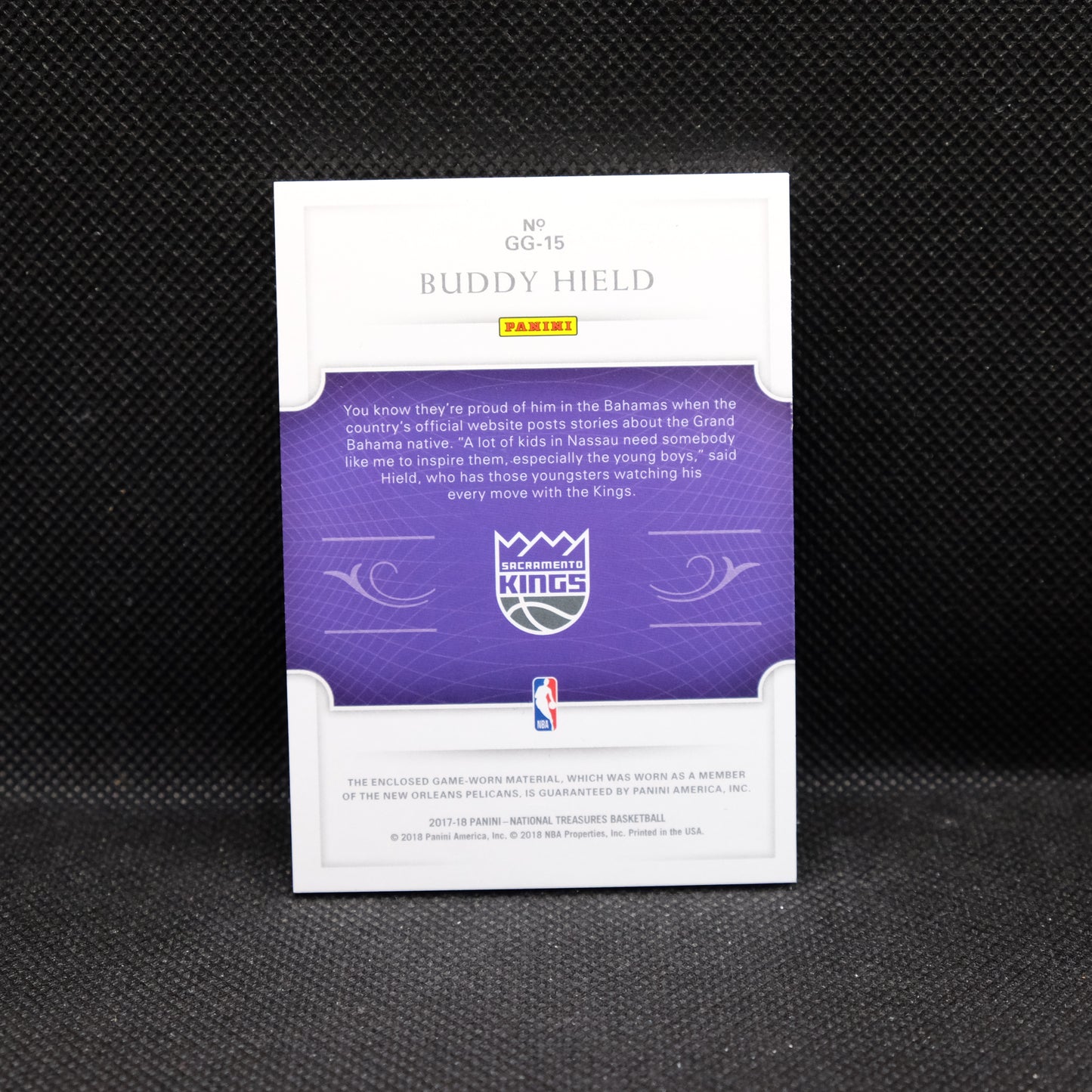2017-18 Buddy Hield National Treasures GG-15 Game Gear Patch /99