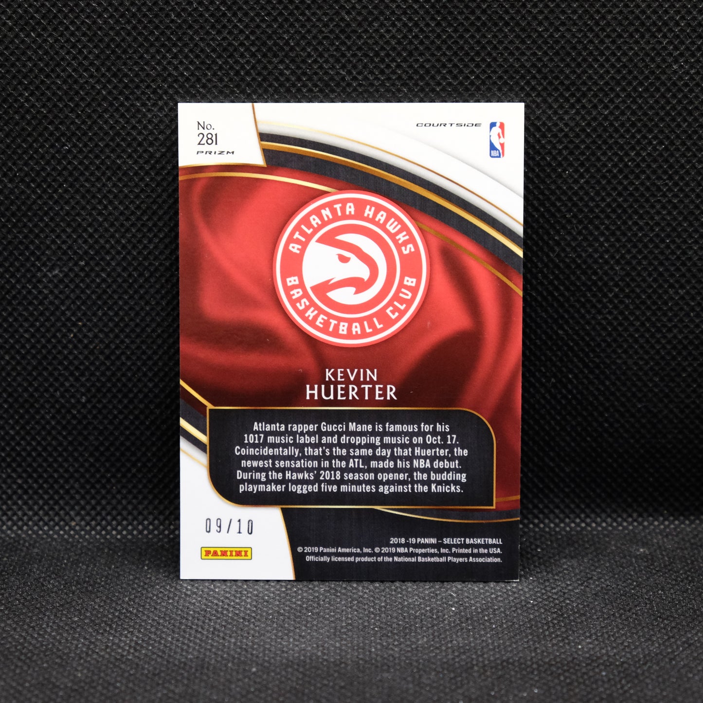 2018-19 Kevin Huerter Select #281 Courtisde Gold Checkerboard Prizm RC /10