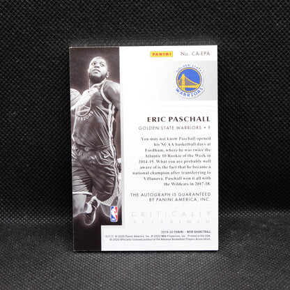 2019-20 Eric Paschall Noir CA-EPA Critically Acclaimed Rookie Auto /99