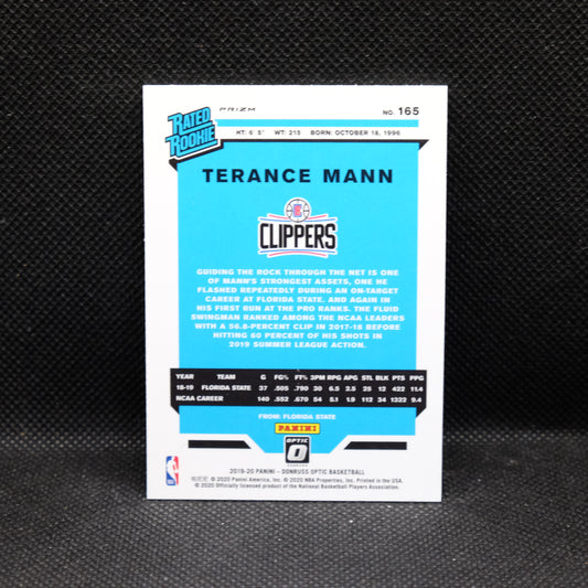 2019-20 Terance Mann Donruss Optic Rated Rookie Choice Red Green Prizm
