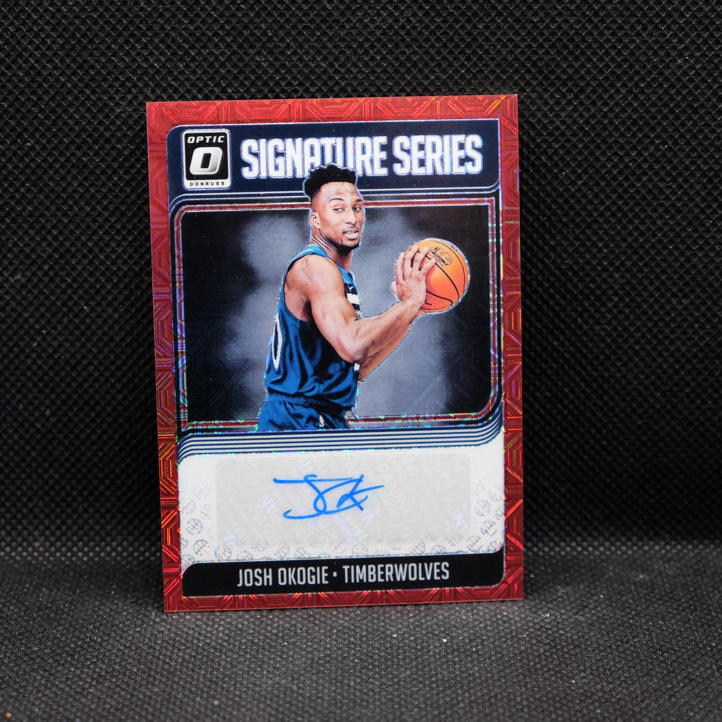 2018-19 Josh Okogie Donruss Optic Signature Series Rookie Auto Red Mojo Prizm