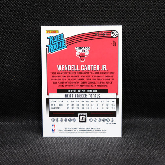 2018-19 Wendell Carter Jr. Donruss Optic Rated Rookie Choice Red Mojo /88