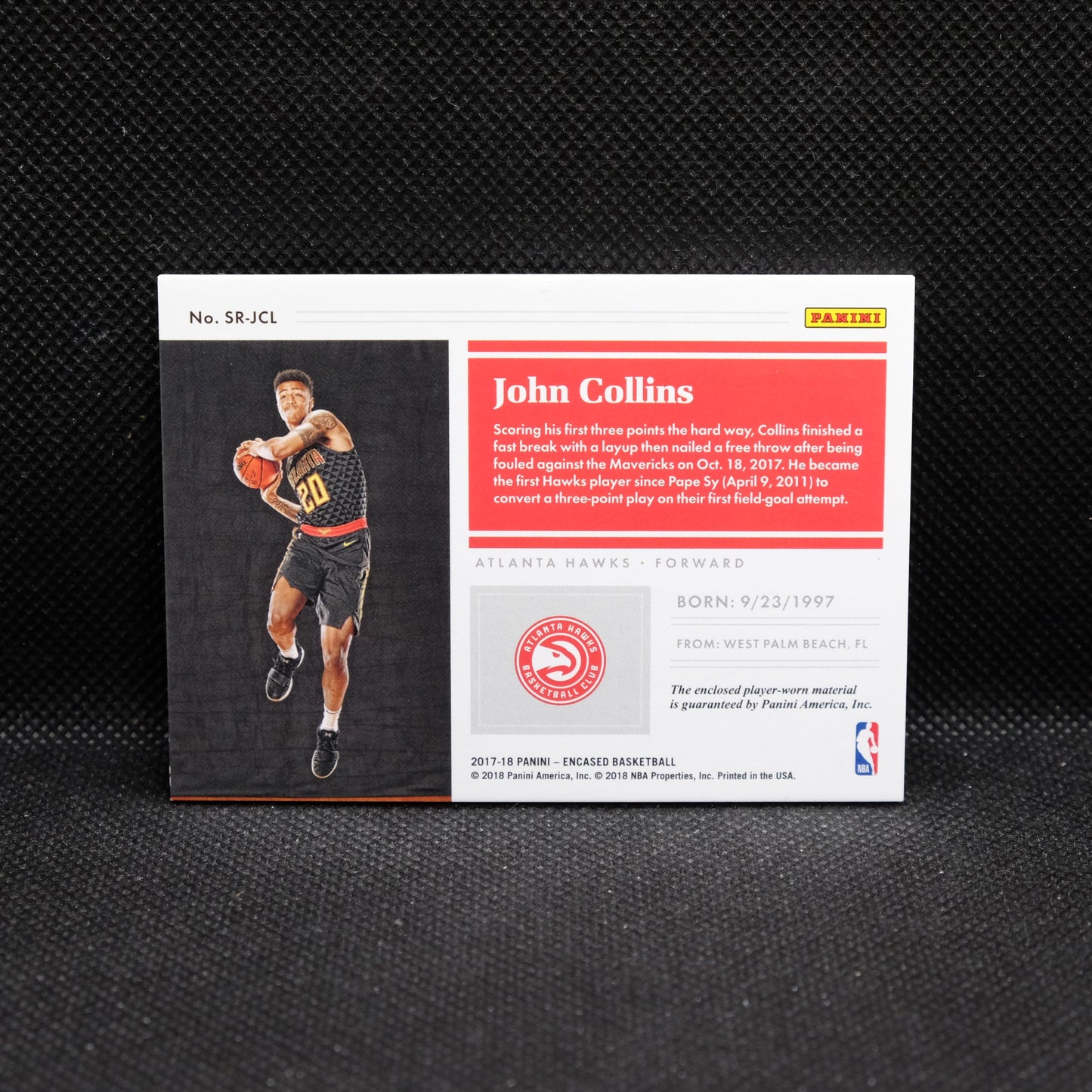 2017-18 John Collins Encased Sustantial Swatches Rookie SR-JCL /99
