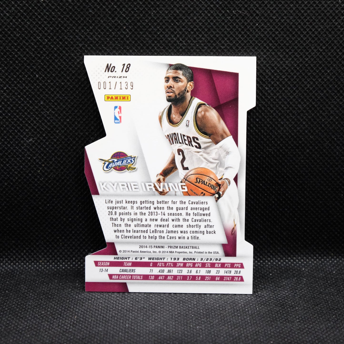 2014-15 Prizm Kyrie Irving #18 Purple Die Cut Prizm 1/139