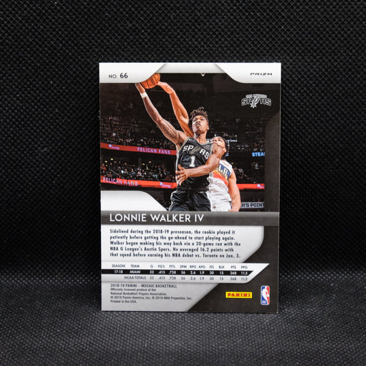 2018-19 Mosaic Lonnie Walker IV #66 Silver Mosaic Prizm Rookie Card