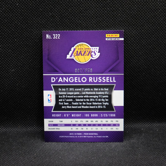 2015-16 Prizm D'Angelo Russell #322 Red Wave Prizm Rookie Card /350 #2