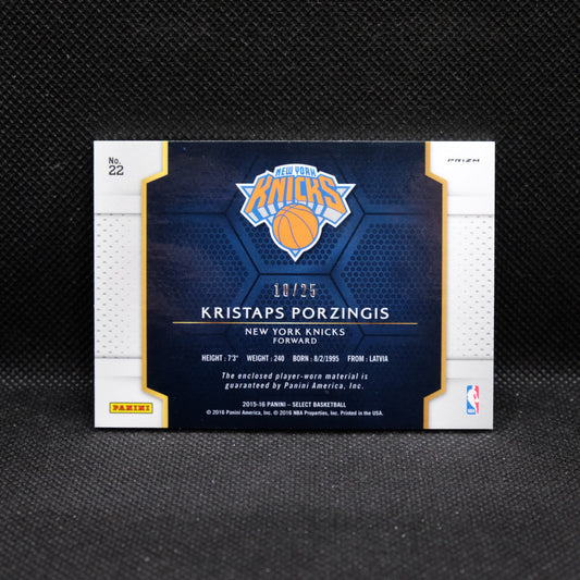 2015-16 Select Kristaps Porzingis #22 Tie Dye Prizm Rookie Patch /25