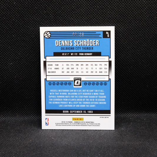 2018-19 Donruss Optic Dennis Schroder Black Velocity Prizm /39