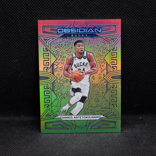2022-23 Giannis Antetokounmpo Obsidian #30 Red Yellow Green Flood /75