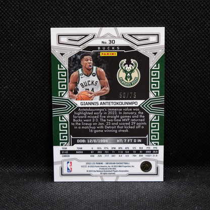 2022-23 Giannis Antetokounmpo Obsidian #30 Red Yellow Green Flood /75