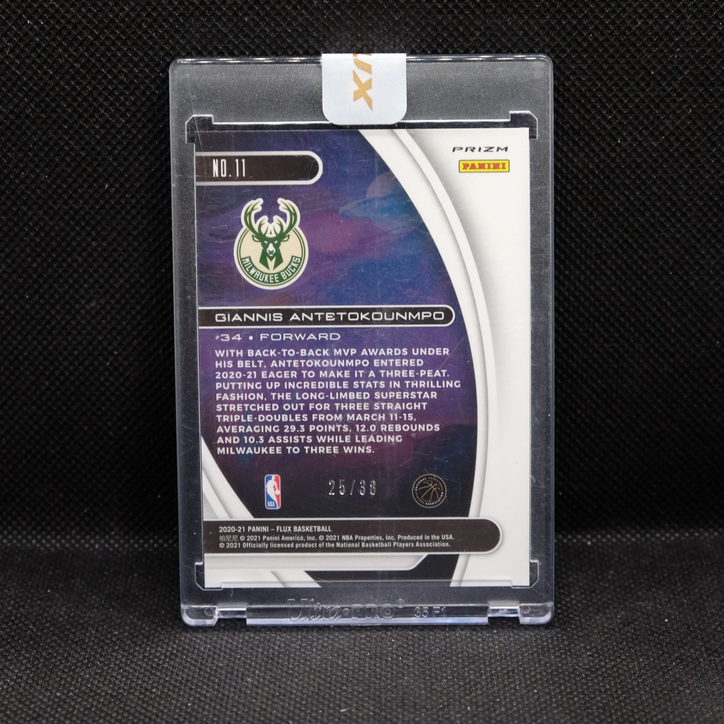 2020-21 Giannis Antetokounmpo Flux #11 Titan Purple Scope /38