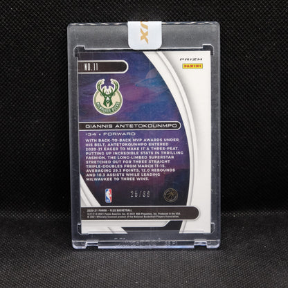 2020-21 Giannis Antetokounmpo Flux #11 Titan Purple Scope /38