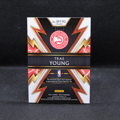 2018-19 Trae Young Select Sparks Purple Prizm Patch Rookie Card /99