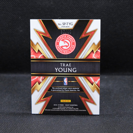 2018-19 Trae Young Select Sparks Purple Prizm Patch Rookie Card /99
