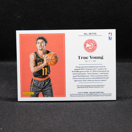2018-19 Trae Young Encased Substantial Rookie Swatches /99