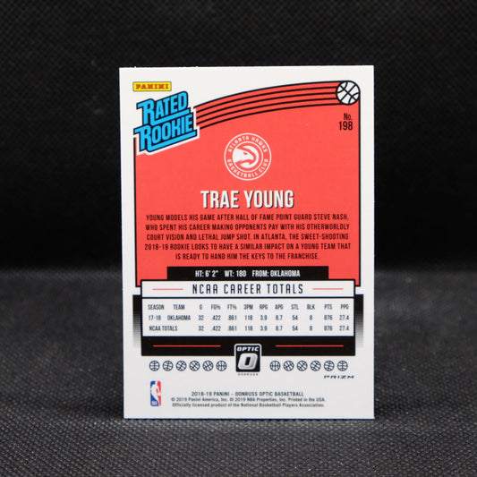 2018-19 Trae Young Donruss Optic Rated Rookie #198 Blue Velocity Prizm