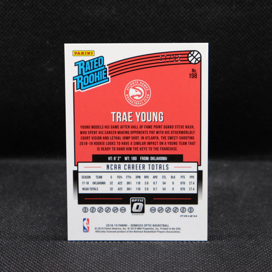 2018-19 Trae Young Donruss Optic Rated Rookie #198 Purple Fast Break /95